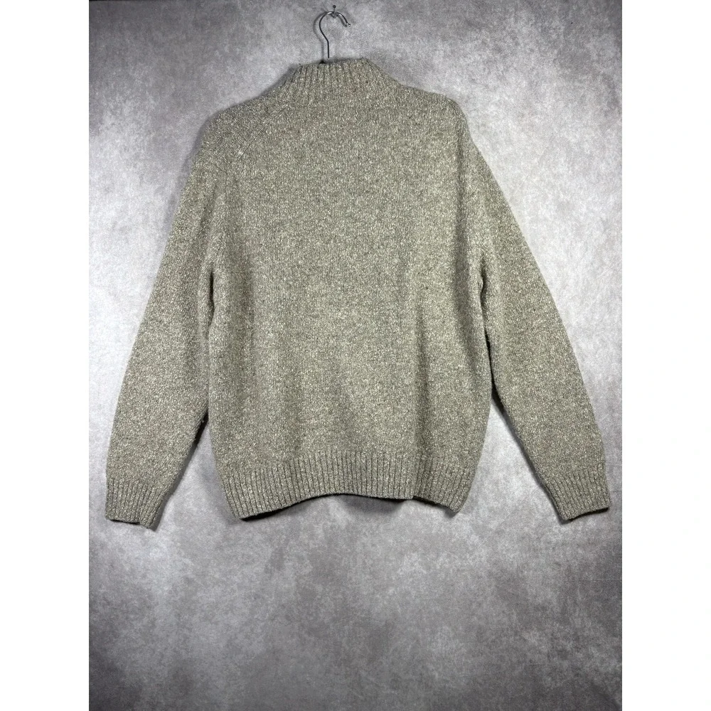 Polo Ralph Lauren Sweater Men XL Beige Speckled Wool Mockneck Button Pullover